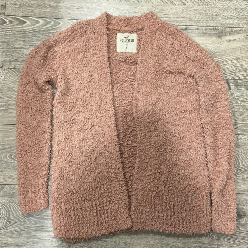 Hollister pink fuzzy cardigan